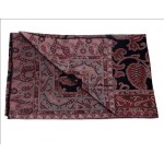 Silk Pashmina Stole / Scarf in Black & Red Base Color Jamawar Design Size 70*30